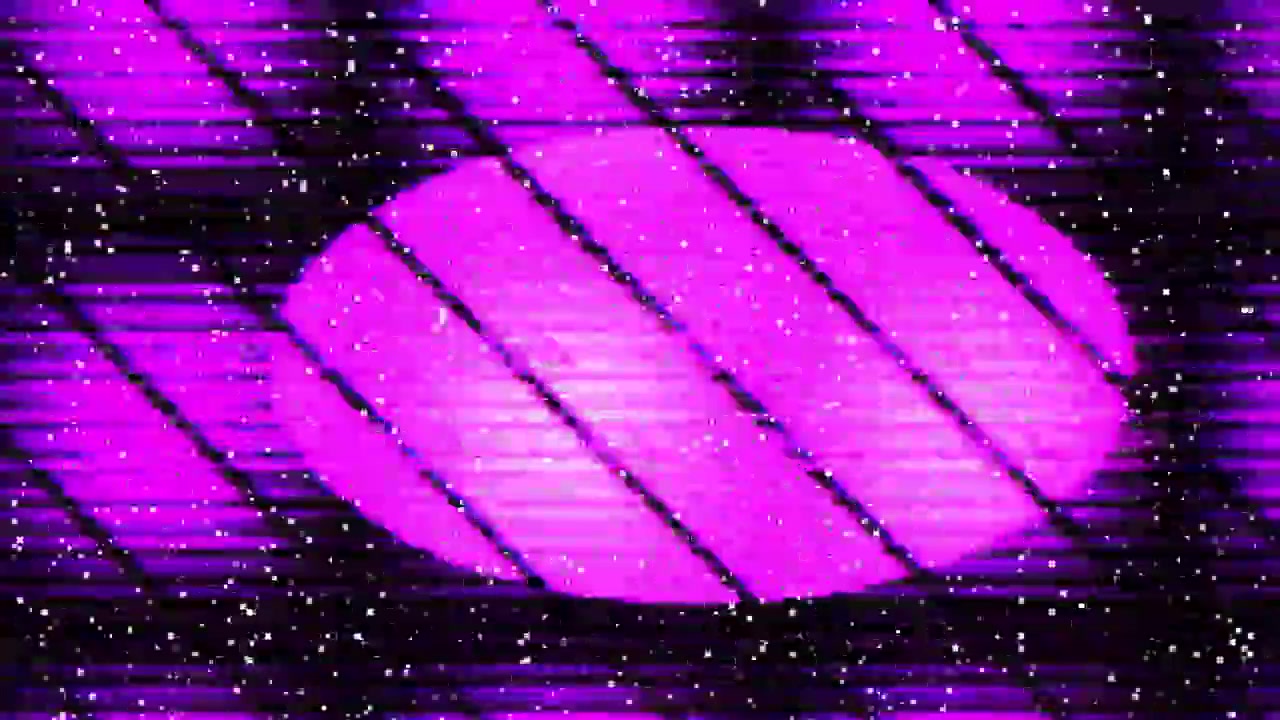 Glitch Art Retrò Vibrante con Cerchio Magenta Pulsante e Rumore Statico