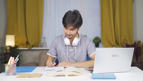 male student annoyed by loud noises.