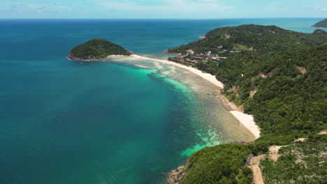 ko pha-ngan island with exotic beach and forest, aerial view