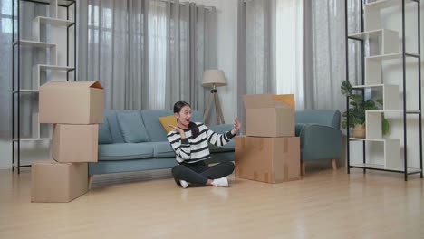 woman video chatting while moving