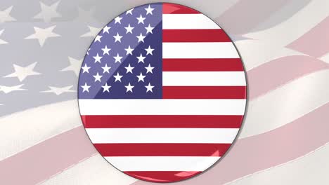 Animation-of-american-flag-in-circle-rotating-over-folded-stars-and-stripes-flag