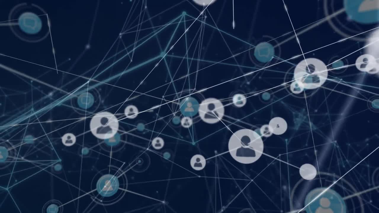 animación de redes interconectadas en crecimiento de personas iconos que transfieren datos