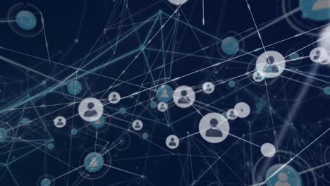 animation of interconnected growing networks of people icons transferring data