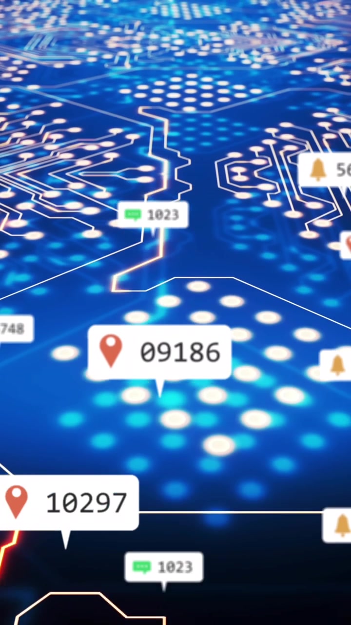 Animation of social media icons over processor socket