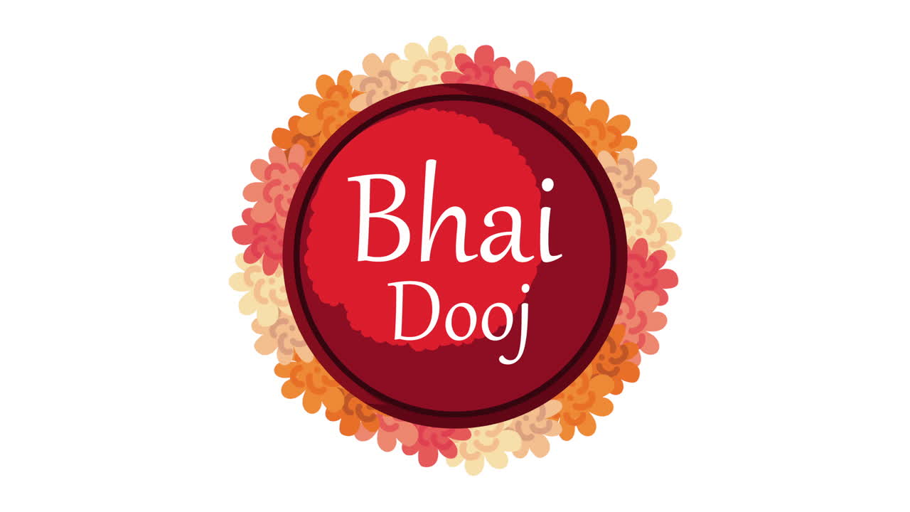 bhai dooj letras con marco floral circular