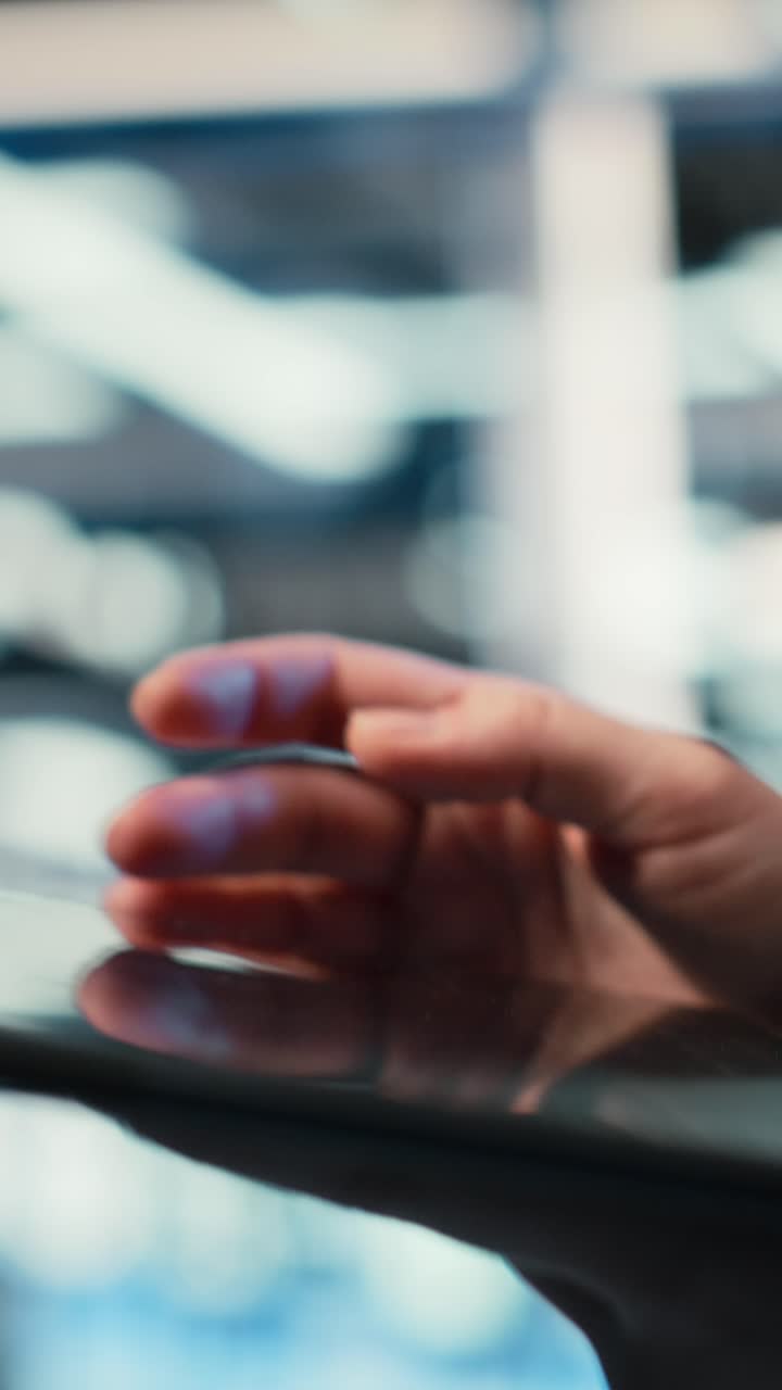 Video verticale: Risoluzione dei problemi, primo piano del tablet e amministratore in un data center