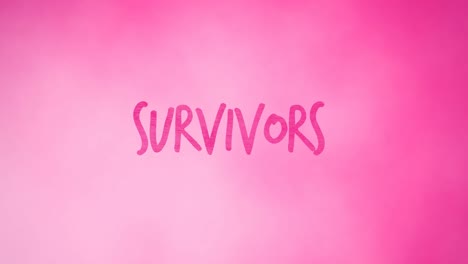 animation of pink survivors text appearing on pink background