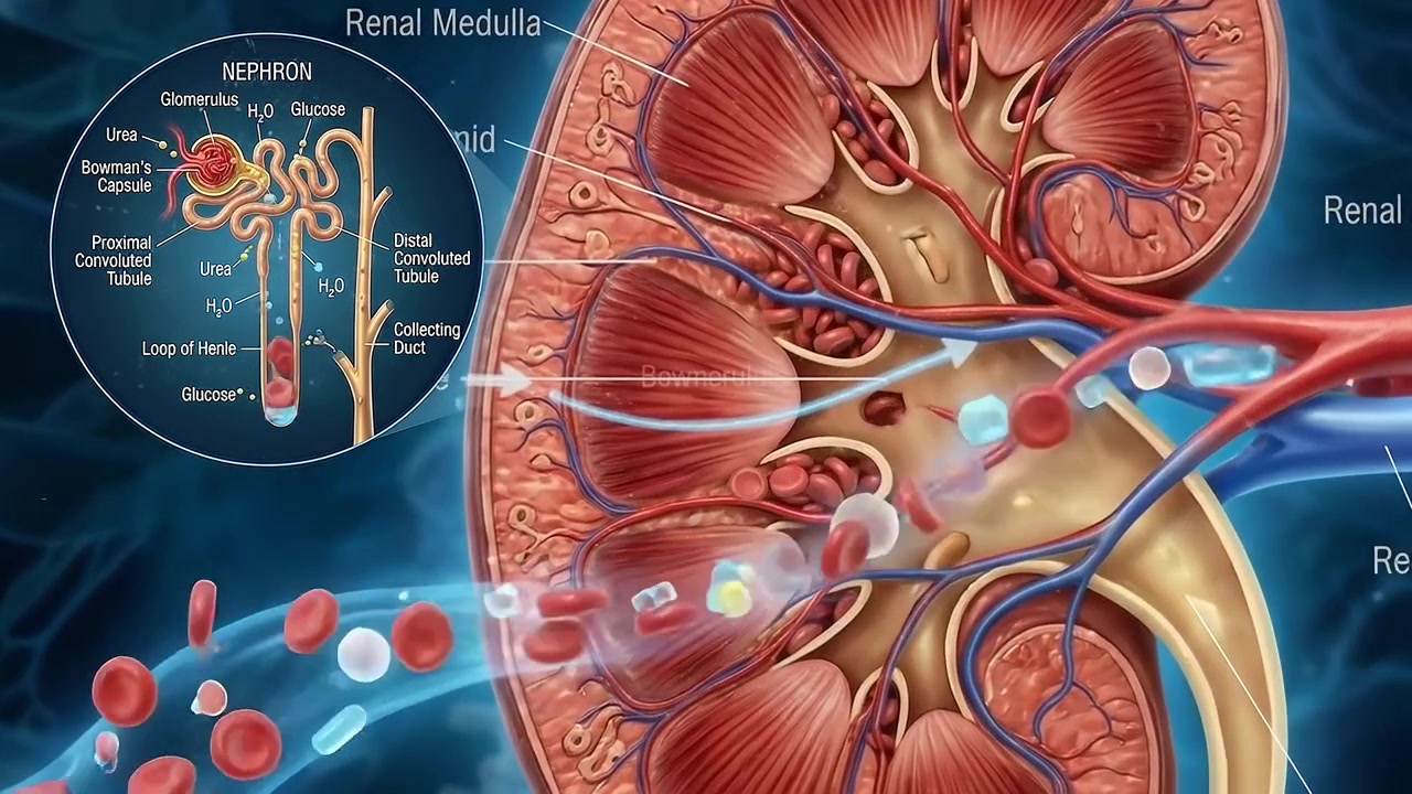 Medical Animation of Human Kidney Anatomy and Nephron Function