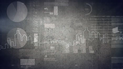 animación de c estadísticas con procesamiento de datos sobre el paisaje urbano