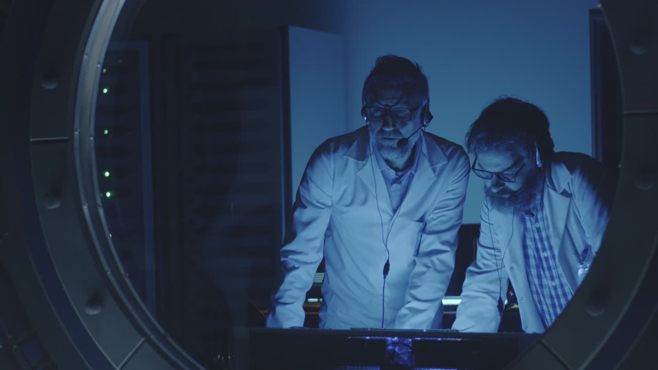 Scientists conducting a test in a lab