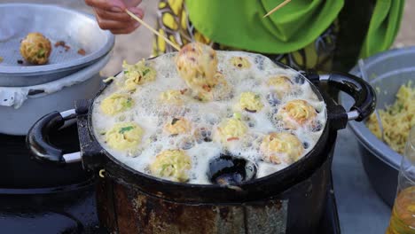 takoyaki cooking process. indonesian street food