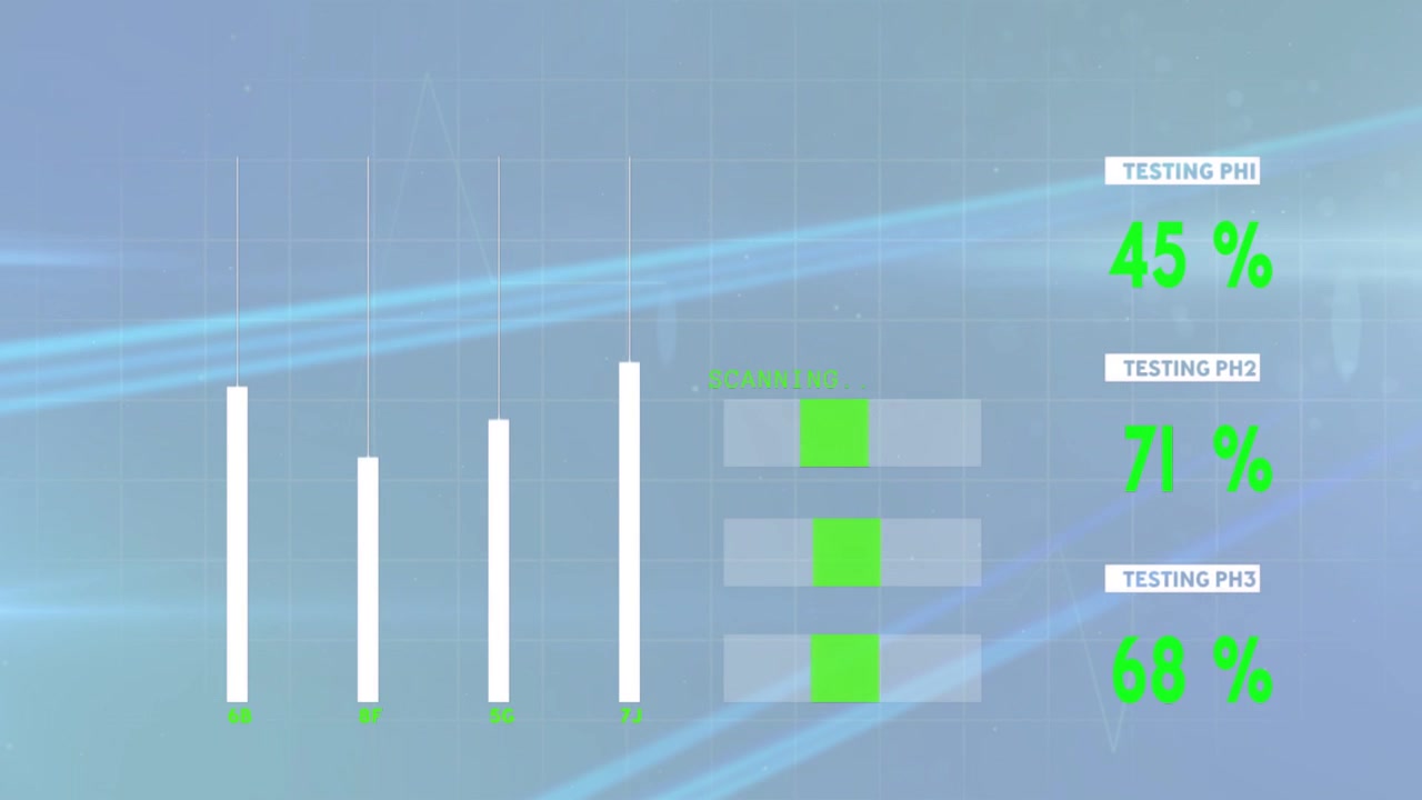 On load vertical bars appearing and fluctuating while progress bars shifting, showing test rates