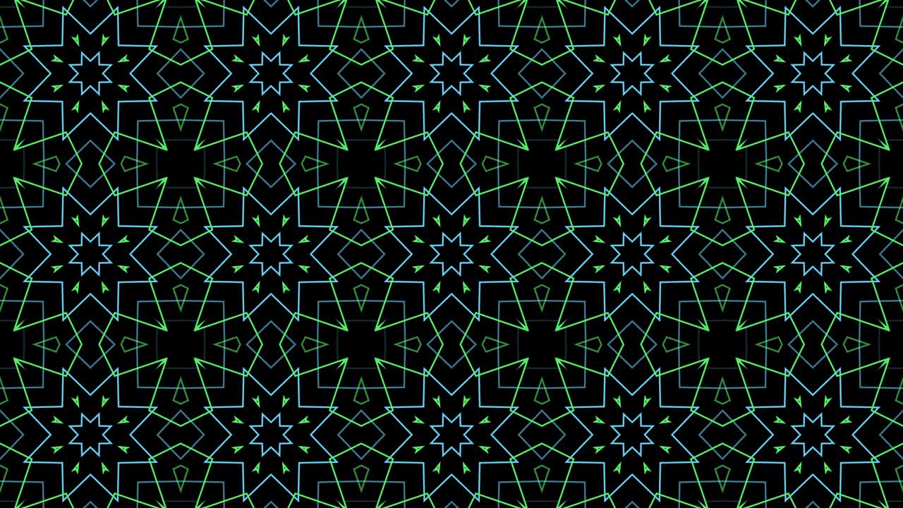 파란색과 녹색의 은 선, 장식 모자이크, 애니메이션 패턴, 간단한 모션 그래픽 배경 개념