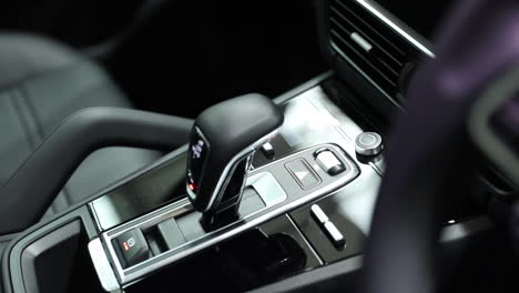 close up shot of automatic car gear stick