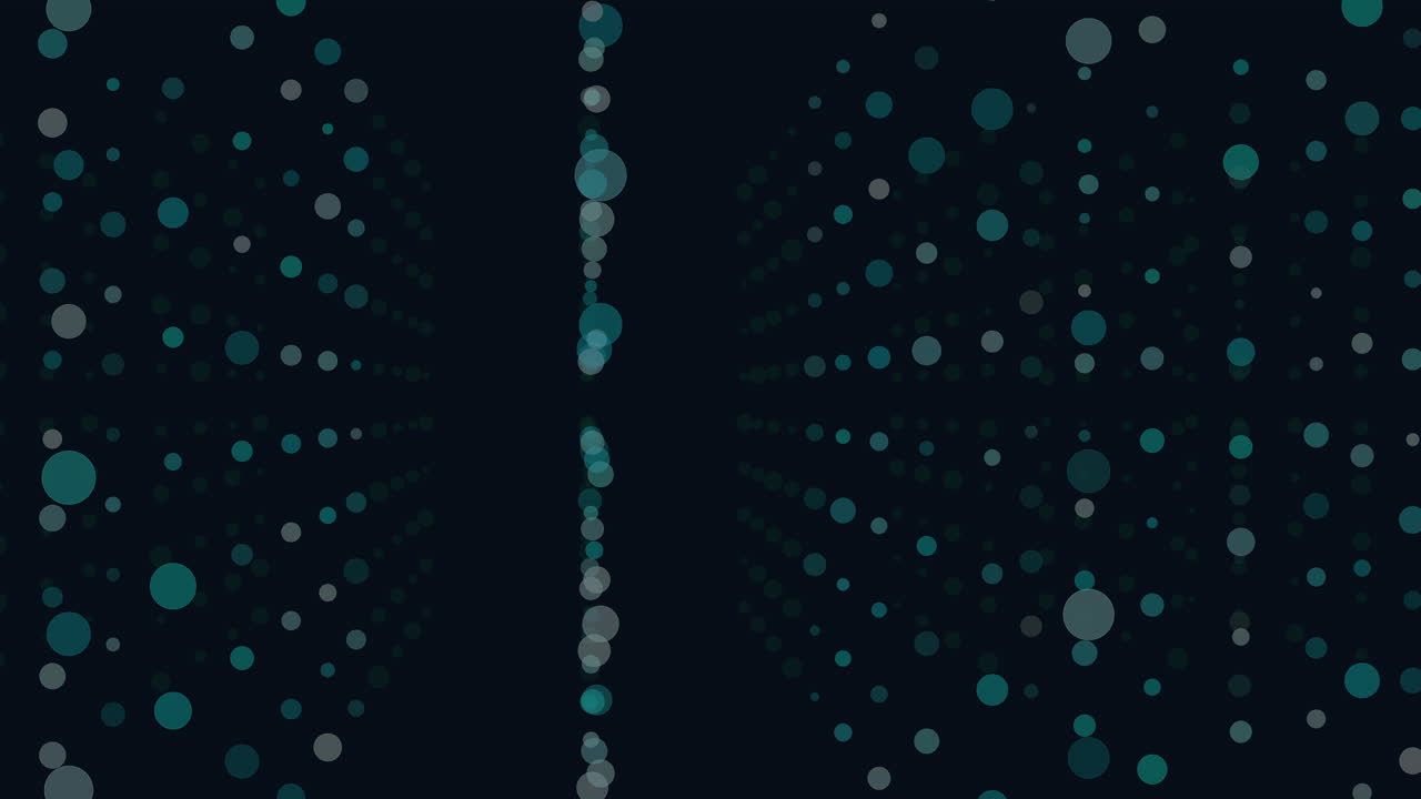 ilusión de movimiento aleatorio y caótico puntos de neón en filas en una galaxia oscura