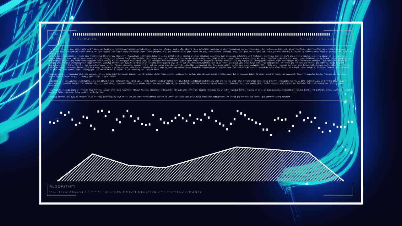 animatie van een digitaal scherm op een zwarte achtergrond met neonlijnen
