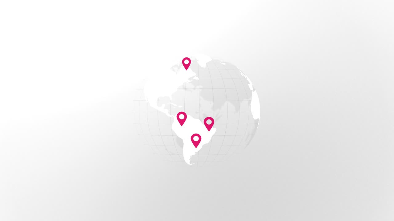 el globo terrestre girando con el puntero rojo de los alfileres del mapa