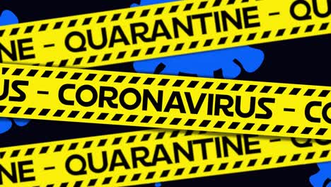 Yellow-police-tapes-with-Coronavirus-and-Quarantine-text-against-Covid-19-cells