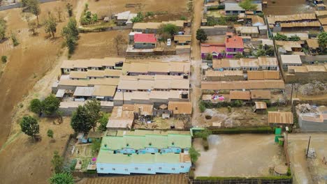 birdseye aerial view of loitokitok kenya, shanty poor neighborhood of nairobi suburbs, kenya