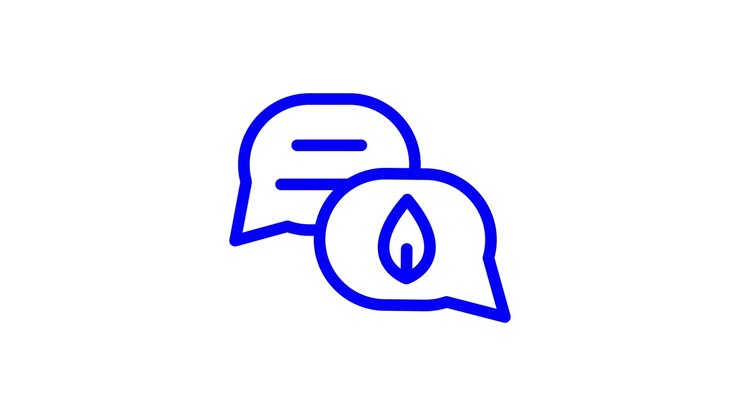 Animated Icon of Speech Bubbles with Leaf and Text