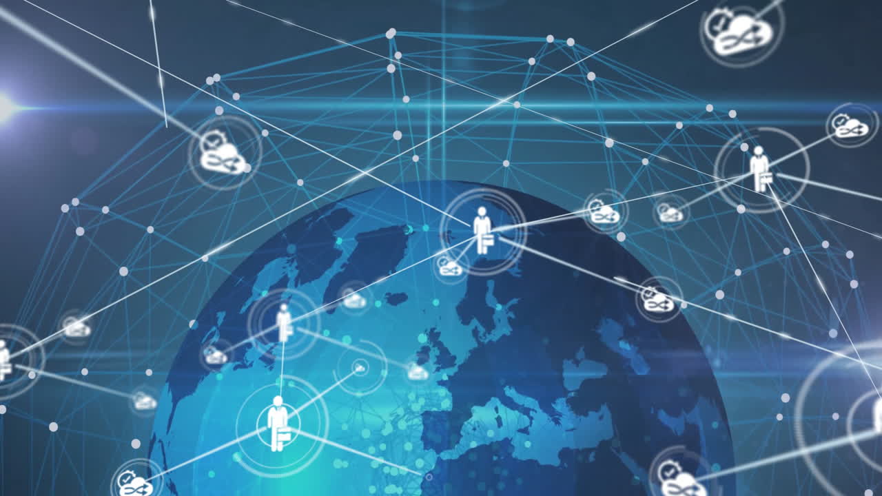 Network of connections and data processing animation over globe showing Europe