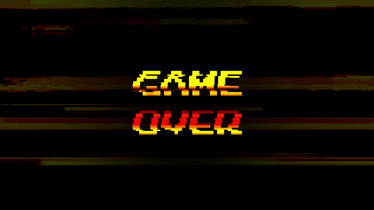 Retro Pixel Art Game Over Text with Glitch Effect