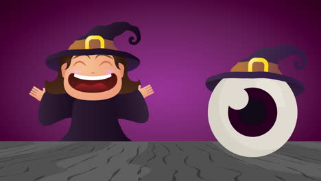 halloween dark scene with little witch