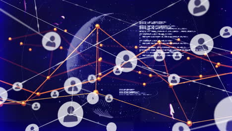 animation of digital globe with network of connected profiles and data points