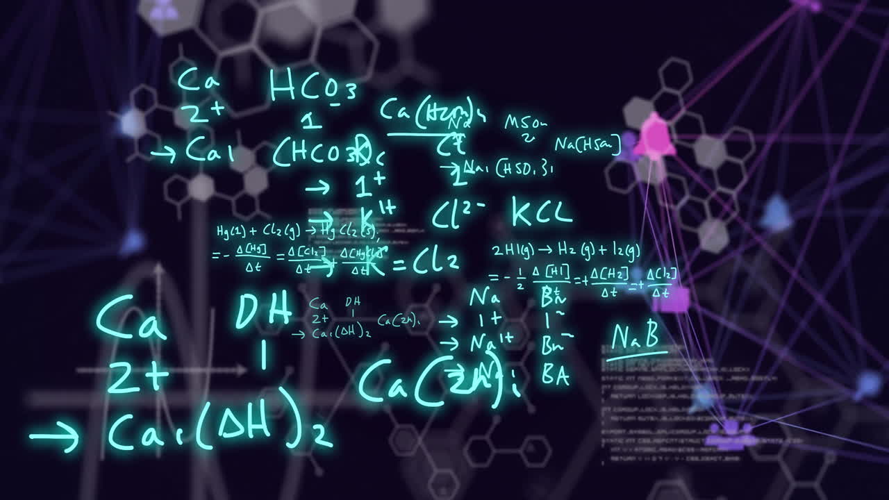 어두운 배경에서 과학 데이터 처리의 애니메이션