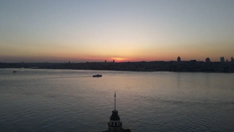 sunset on the maiden’s tower uskudar istanbul turkey