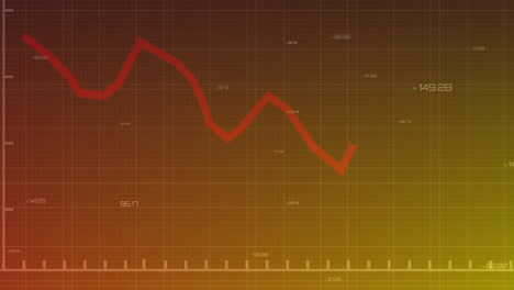 Animation-of-downward-graph-with-changing-numbers-over-grid-pattern-against-gradient-background