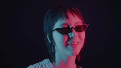 stylish woman portrait in vibrant neon light