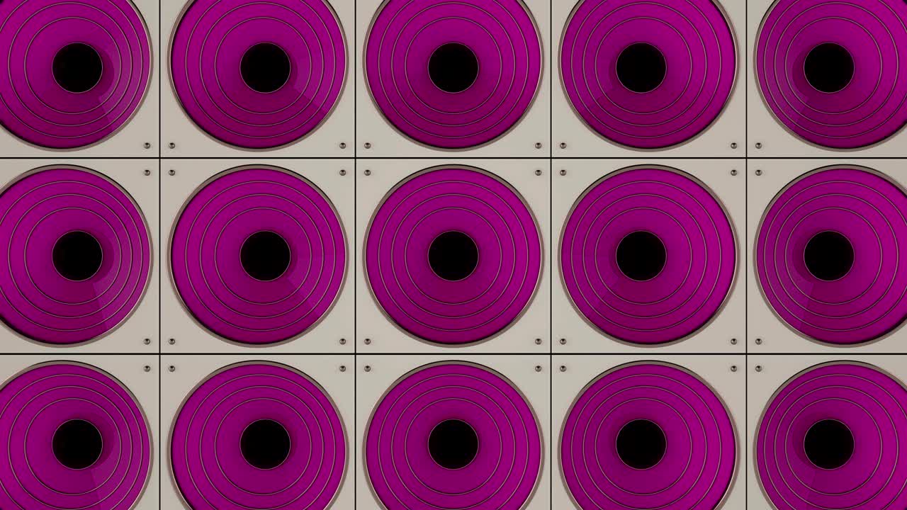 fondo 3d de un conjunto de dinámicas. animación en bucle de un altavoz.