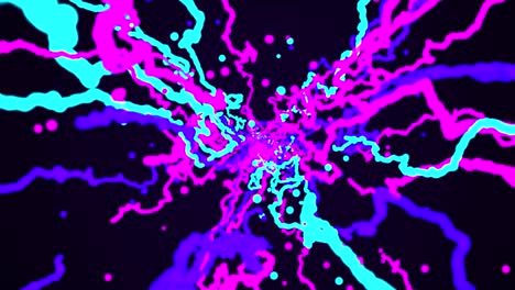 4k animation neon lines particle trails in seamless loops. abstract chaotic multicolored neon lines fluorescent ultraviolet light, blue red pink violet spectrum computer generated backdrop