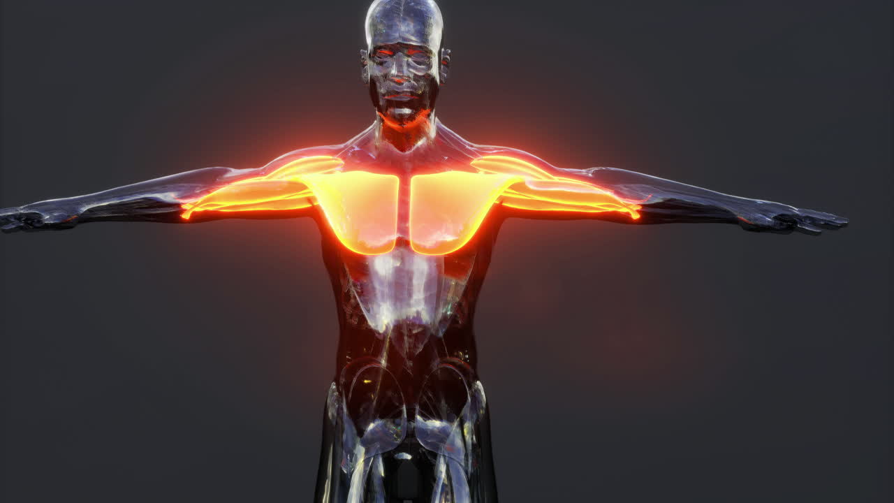 Detailed visualization of human body muscles showcasing key muscle groups