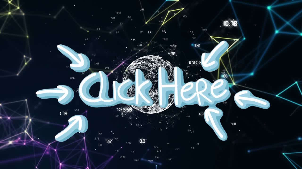 Animation of click here text over globe