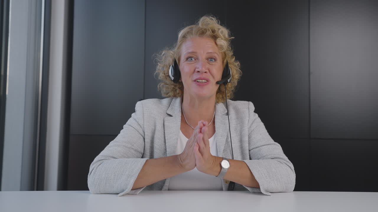 Donna d'affari in una videoconferenza