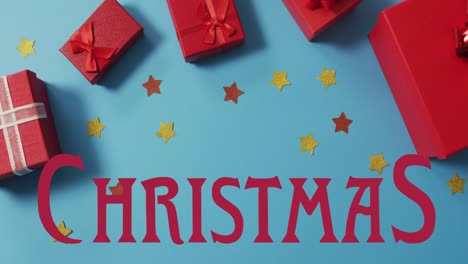 Animation-of-christmas-text-over-stars-and-presents