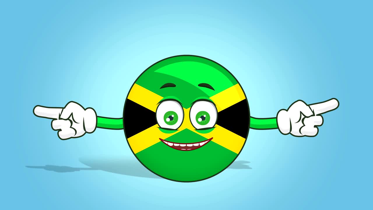 icono de dibujos animados bandera de jamaica cara animación puntero lateral doble con alfa mate
