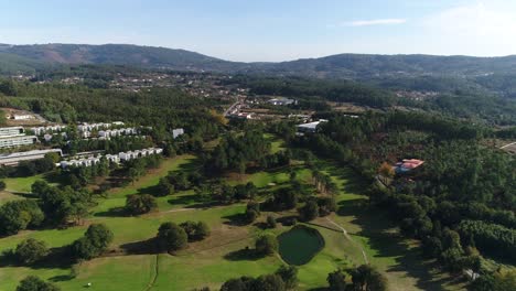 golf course in the sun aerial view