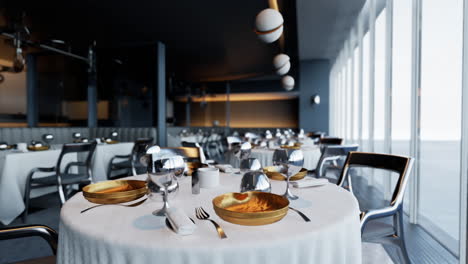 modern restaurant interior with a table setting