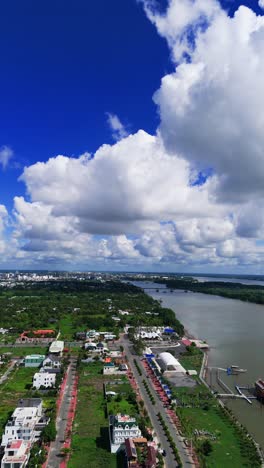 aerial view of the port in can tho.