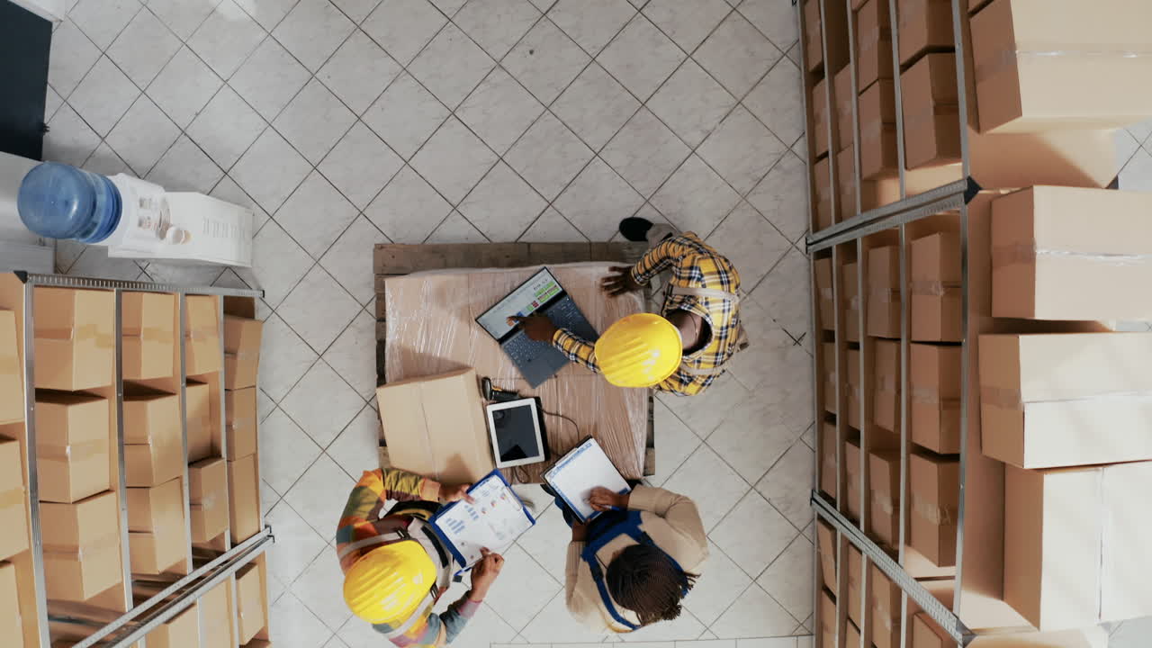 Warehouse team planning inventory logistics