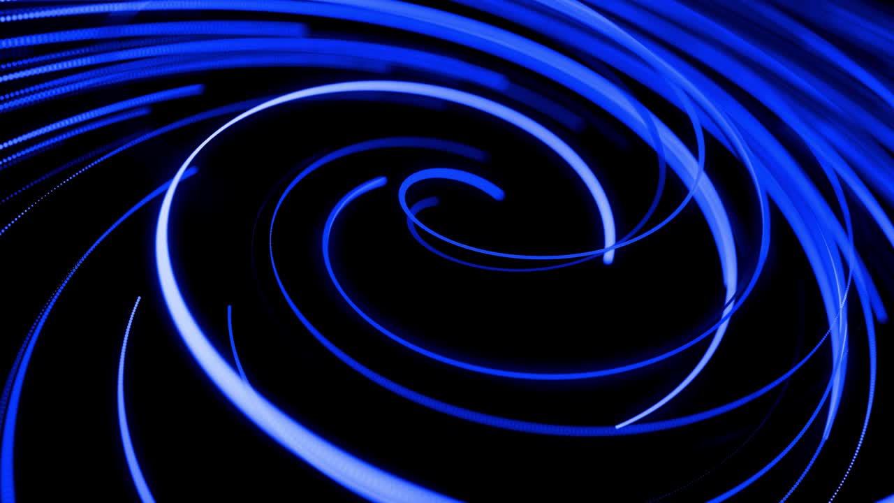 움직임 디자인 (bg) - 흐름 입자의 모양, 선, 나선, 추상 구조, 회전하는 파란 선, 회전 경로를 따라 날아간다, 3d 렌더링, 스타일리시 크리에이티브 추상 배경, 4k