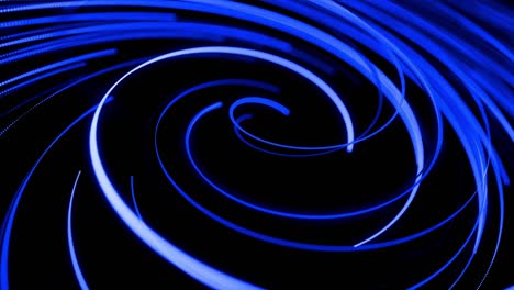 motion design bg of flow particles shaping lines, helix and abstract structures. blue lines swirling in spiral fly along swirling path. 3d render stylish creative abstract background in 4k.