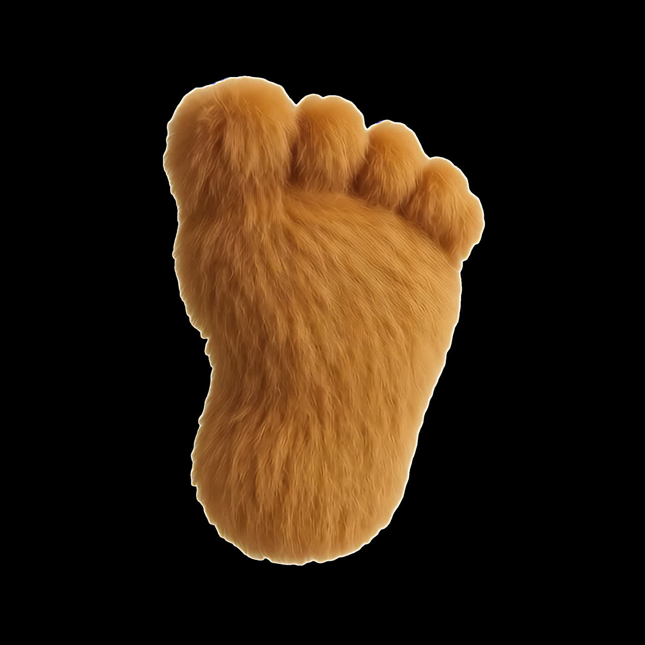 Furry bear paw illustration animation isolated asset, transparent 4K video, alpha channel, ProRes