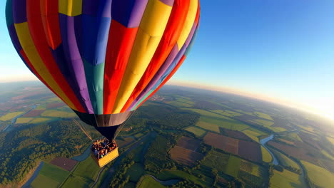 hot air balloon flight over a vast landscape at sunrise