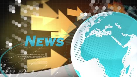 Animation-of-arrows-moving-over-globe-and-news-text