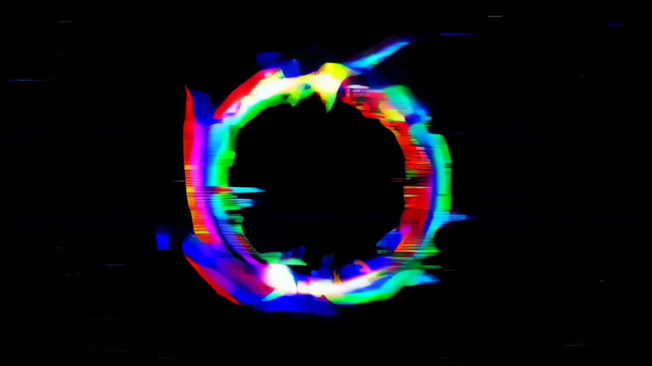 Vibrant Digital Glitch Art Ring with RGB Distortion