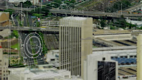 animación de estadísticas y procesamiento de datos sobre el paisaje urbano